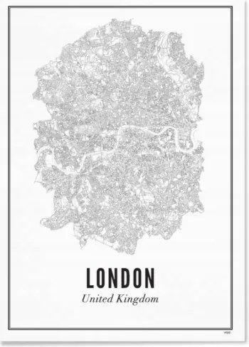 Poszter London Várostérkép 50x70 cm keret nélkül Wijck