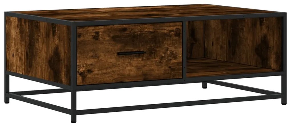 Füstös tölgy szerelt fa és fém dohányzóasztal 90 x 57 x 35 cm
