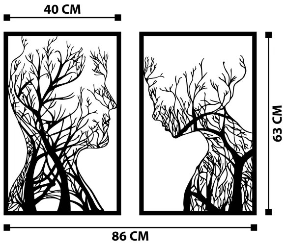 KÉSZLET 2x Fali dekoráció 86x63 cm Az élet fája fém