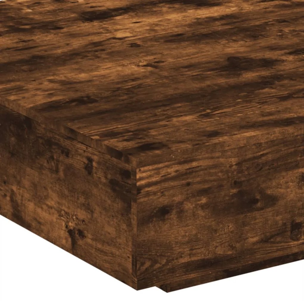 füstös tölgy színű dohányzóasztal LED-lámpákkal 100x100x31 cm