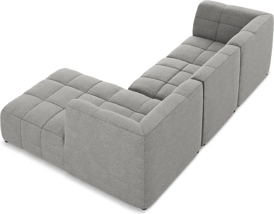 Szürke buklé sarokkanapé (jobb oldali-heverő résszel) Aloha – Makamii