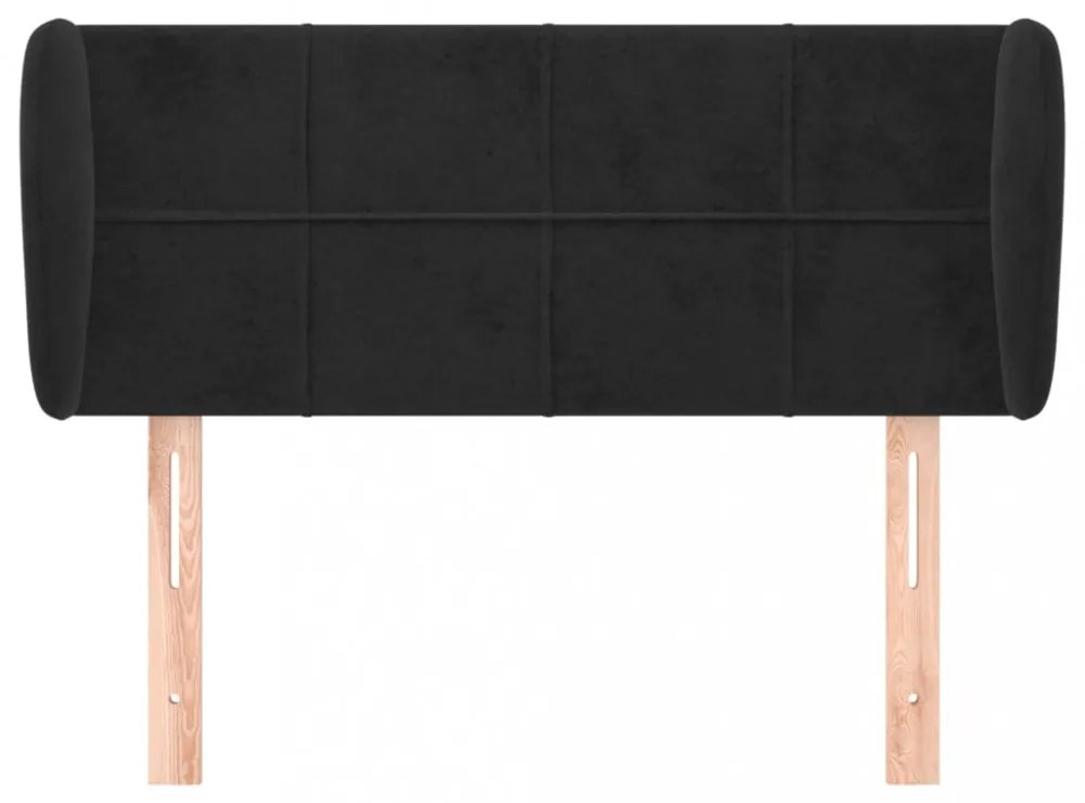 fekete bársony fejtámla szárnyakkal 93x23x78/88 cm