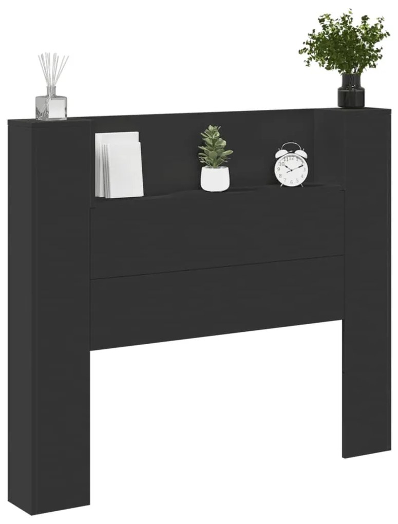 fekete áthidalószekrény LED-világítással 120 x 16,5 x 103,5 cm