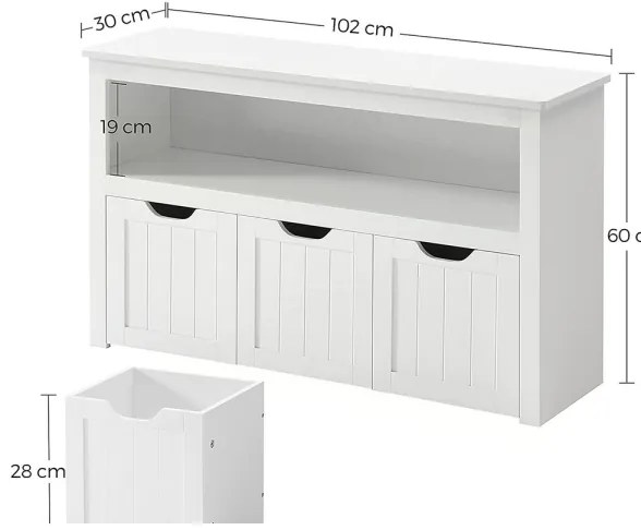 SORELL fehér polcos szekrény