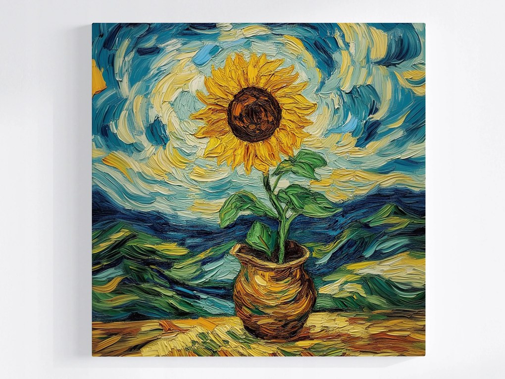 Vászonkép Canvas Dekoráció Virág Napraforgó Van Gogh Stílus 80x80