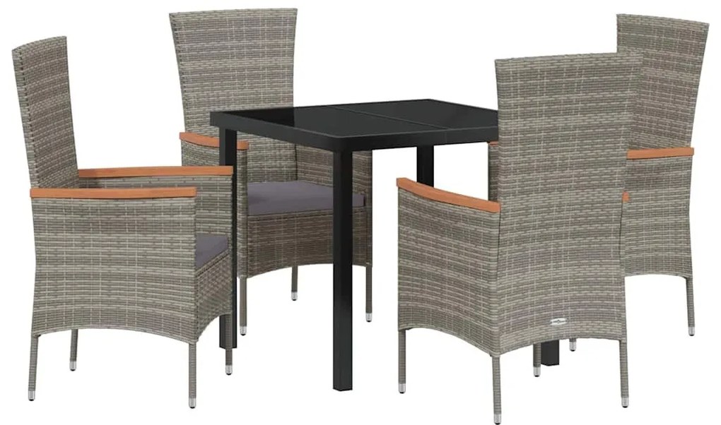Kert étkező szett párnával 5 pcs Szürke Poli rattan