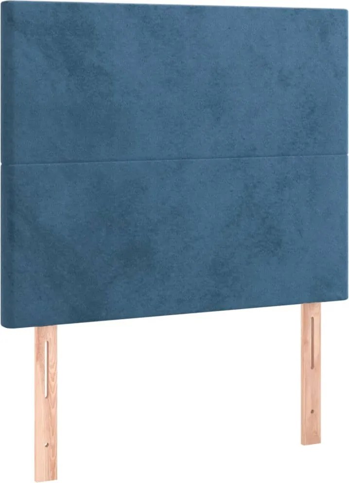 sötétkék bársony fejtámla 100x5x118/128 cm