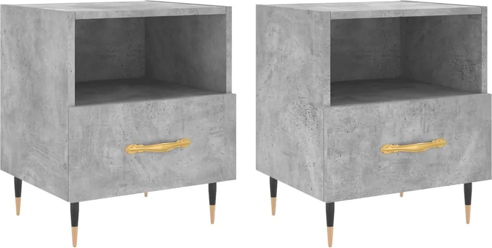 vidaXL 2 db betonszürke szerelt fa éjjeliszekrény 40 x 35 x 47,5 cm