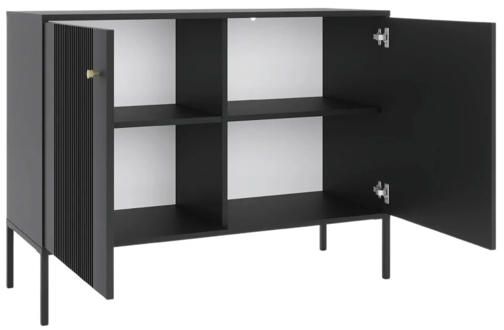 SOFT komód 104 cm, fekete, bordázott