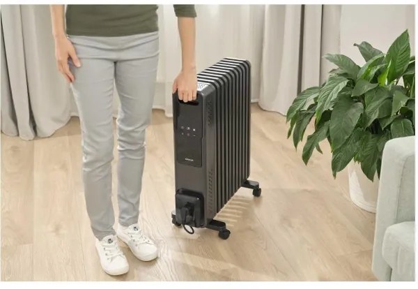 Sencor - 11 bordás olajradiátor 1000/1200/2400 W/230 V Wi‑Fi fekete