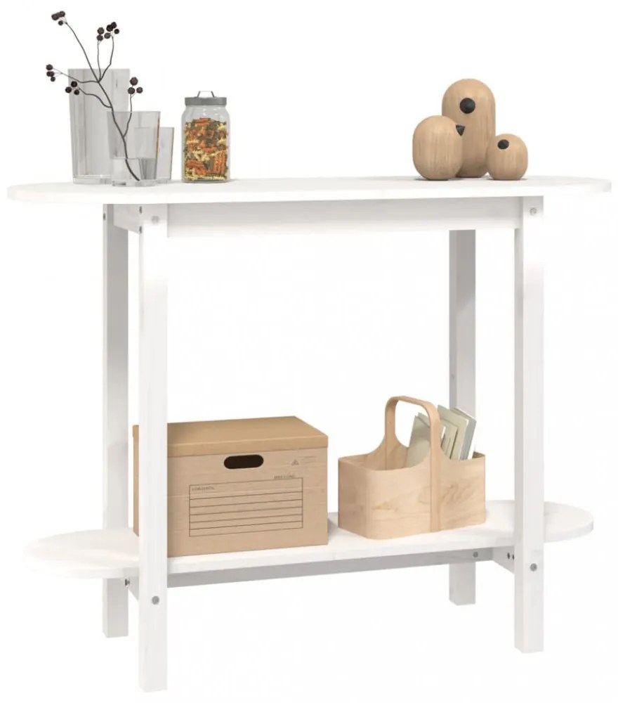 vidaXL fehér tömör fenyőfa tálalóasztal 110 x 40 x 80 cm