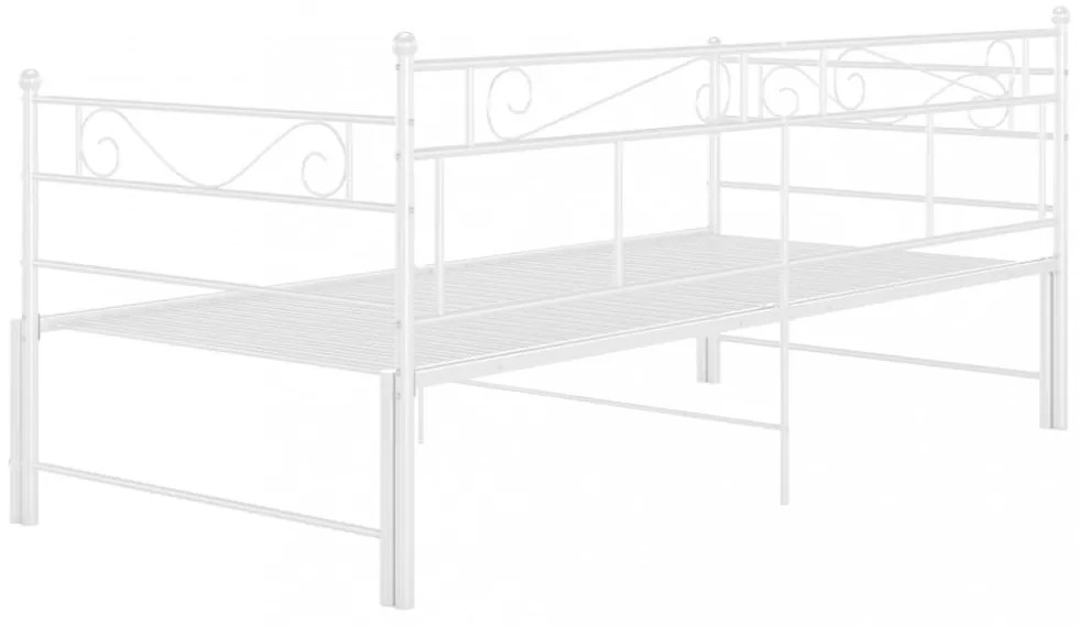 fehér fém kihúzható kanapéágy-keret 90 x 200 cm