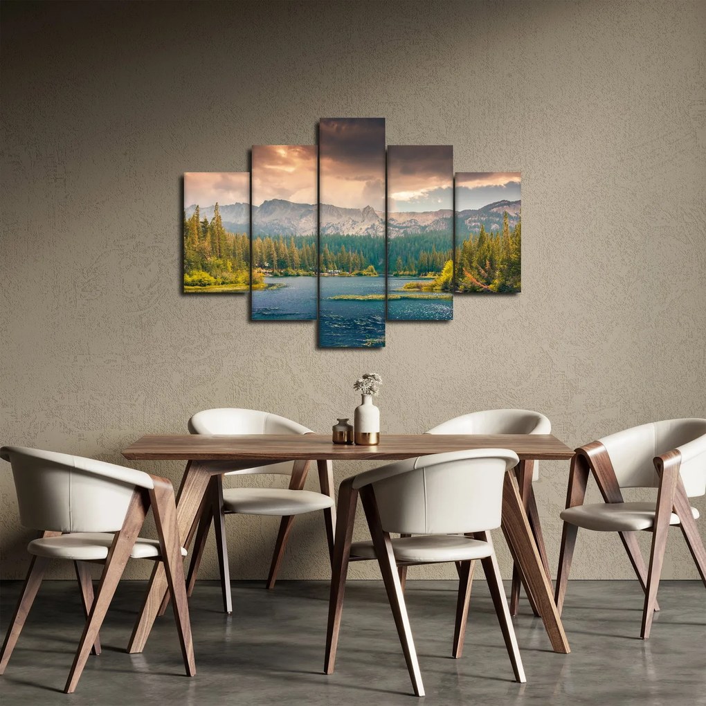 Egy kép a hegyi folyó és a hegyek (150x105 cm)