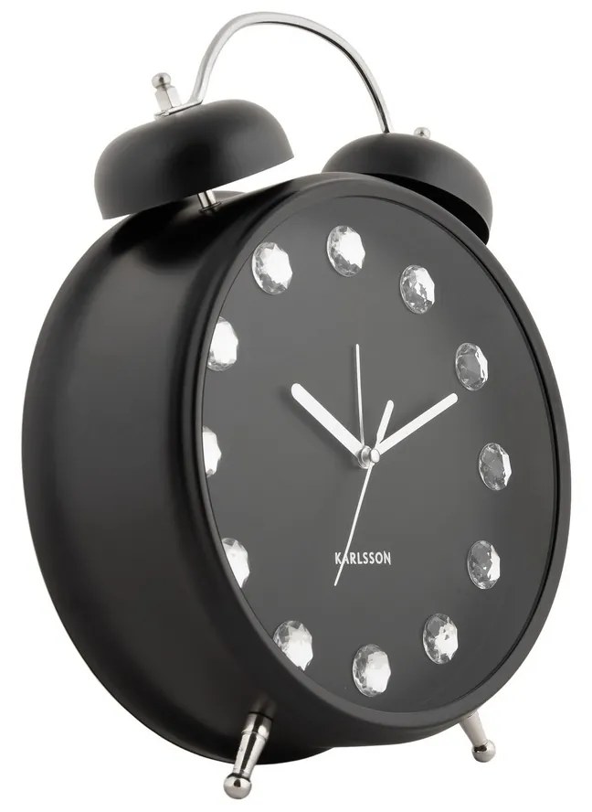 Karlsson 6019BK dizájner asztali óra/ébresztőórafekete, átmérő: 30 cm