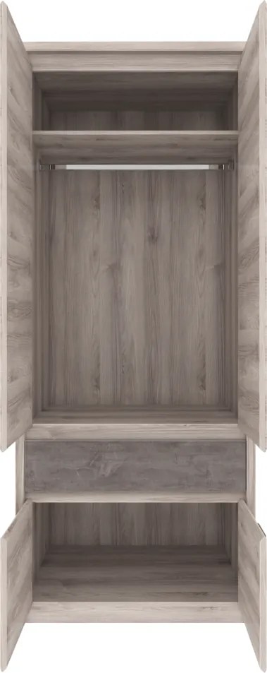 Szekrény 4D1S, nairobi gesztenye/onix, JESI NEW