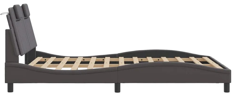 szürke ágykeret Viana LED-ekkel matrac nélkül 140 x 190 cm