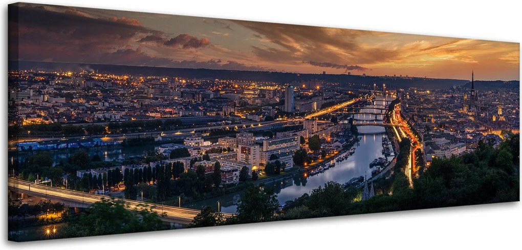 Vászonkép Építészet Rouen Este 120X40