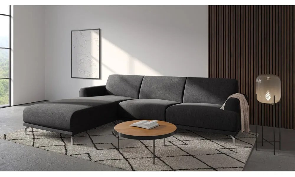 Puzo antracit szürke sarokkanapé baloldali fekvőfotellel - MESONICA