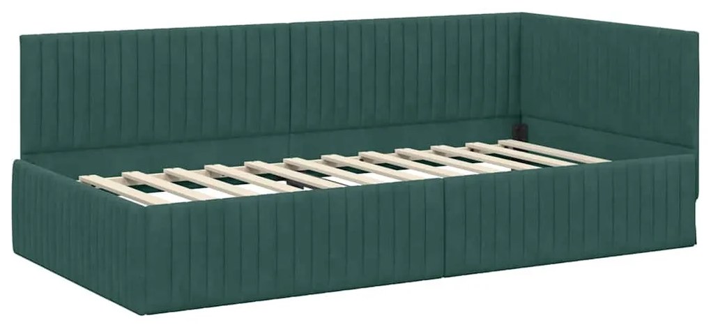Sarokágy keret fejtámlával Sötétzöld 100 x 200 cm Bársony