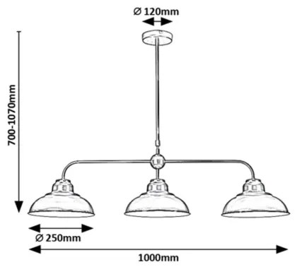 Rabalux 5309 - Csillár rúdon DRAGAN 3xE27/60W/230V
