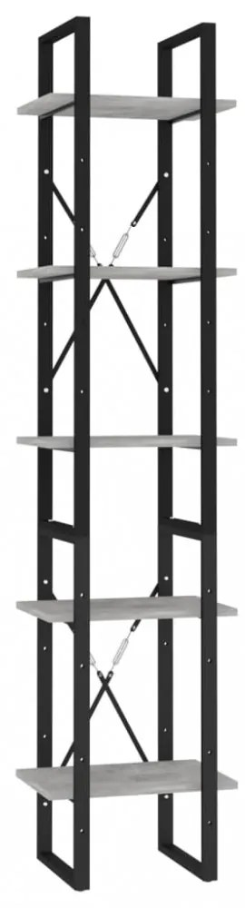 5 szintes betonszürke szerelt fa könyvszekrény 40 x 30 x 175 cm
