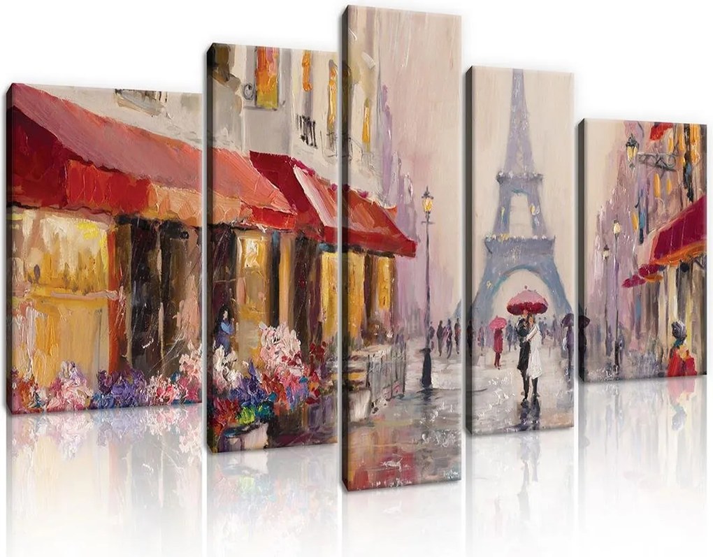 Vászonkép, mint egy festett város falikép 170x100