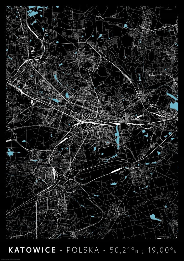 Katowice várostérkép poszter A2 42x59,4 cm