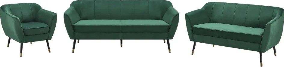 Design 3 személyes kanapé, zöld Velvet szövet/fekete/arany, VIODA