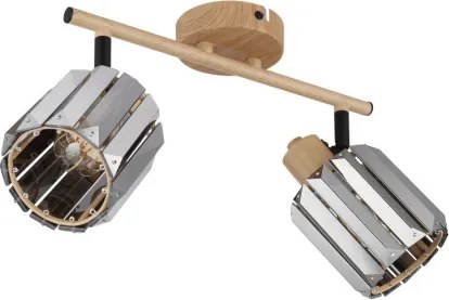 Globo 80040246 Fali spotlámpa, fém fa megjelenésű, füstszínű K5 kristályok, HxSzxM: 330x90x150mm, 2x E14 40W 230V izzók nélkül