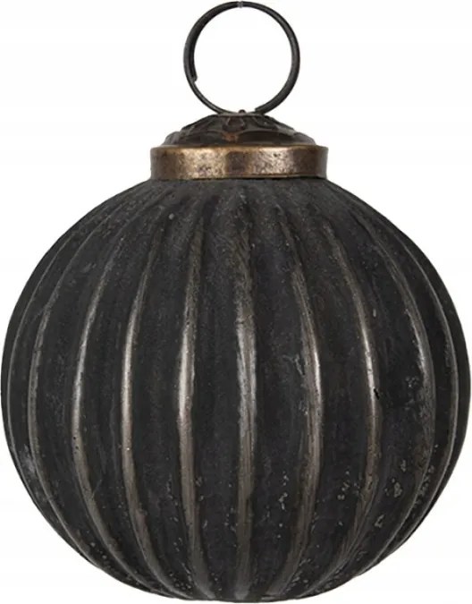 Karlijn fekete üveg karácsonyi gömb szürke kopásokkal 7x7 cm