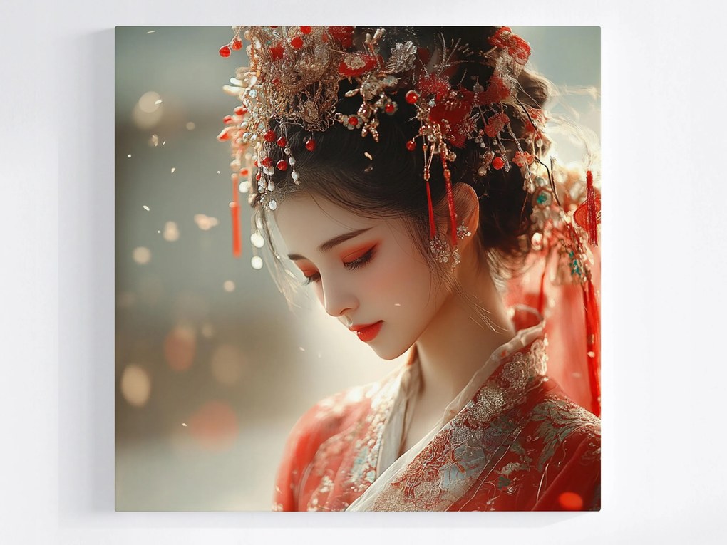 Poszter Portré Nő Lány Ázsia Hanfu Kína 40x40