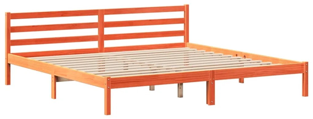 viaszbarna tömör fa könyvespolcos ágy matrac nélkül 180 x 200cm