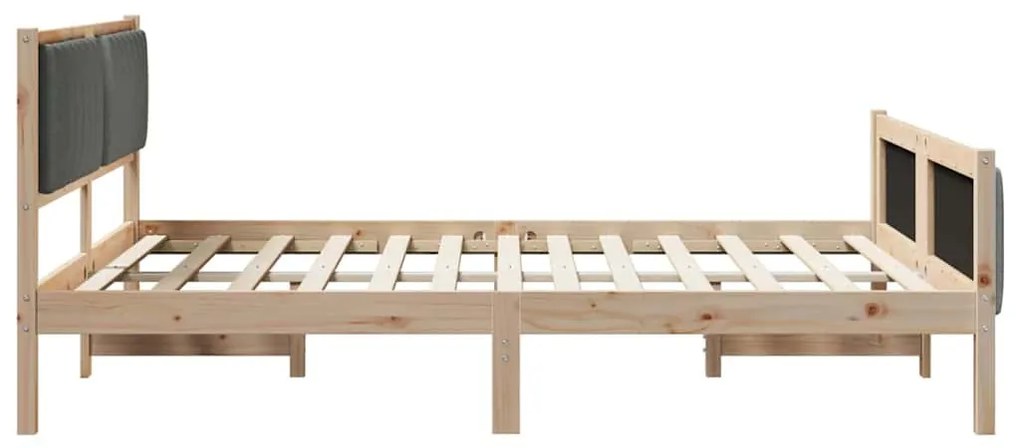 Ágykeret barna és sötétszürke 160 x 200 cm Tömör fenyőfa