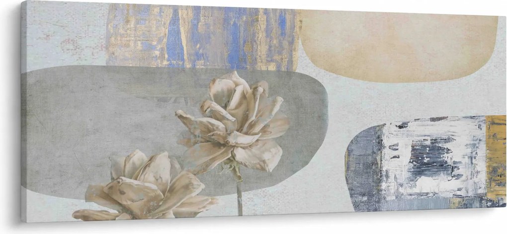 Kép - Festészet virágokkal és textúrákkal (120x50 cm)