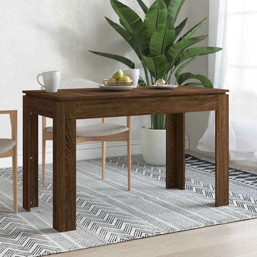 Barna tölgy színű szerelt fa étkezőasztal 120 x 60 x 75 cm