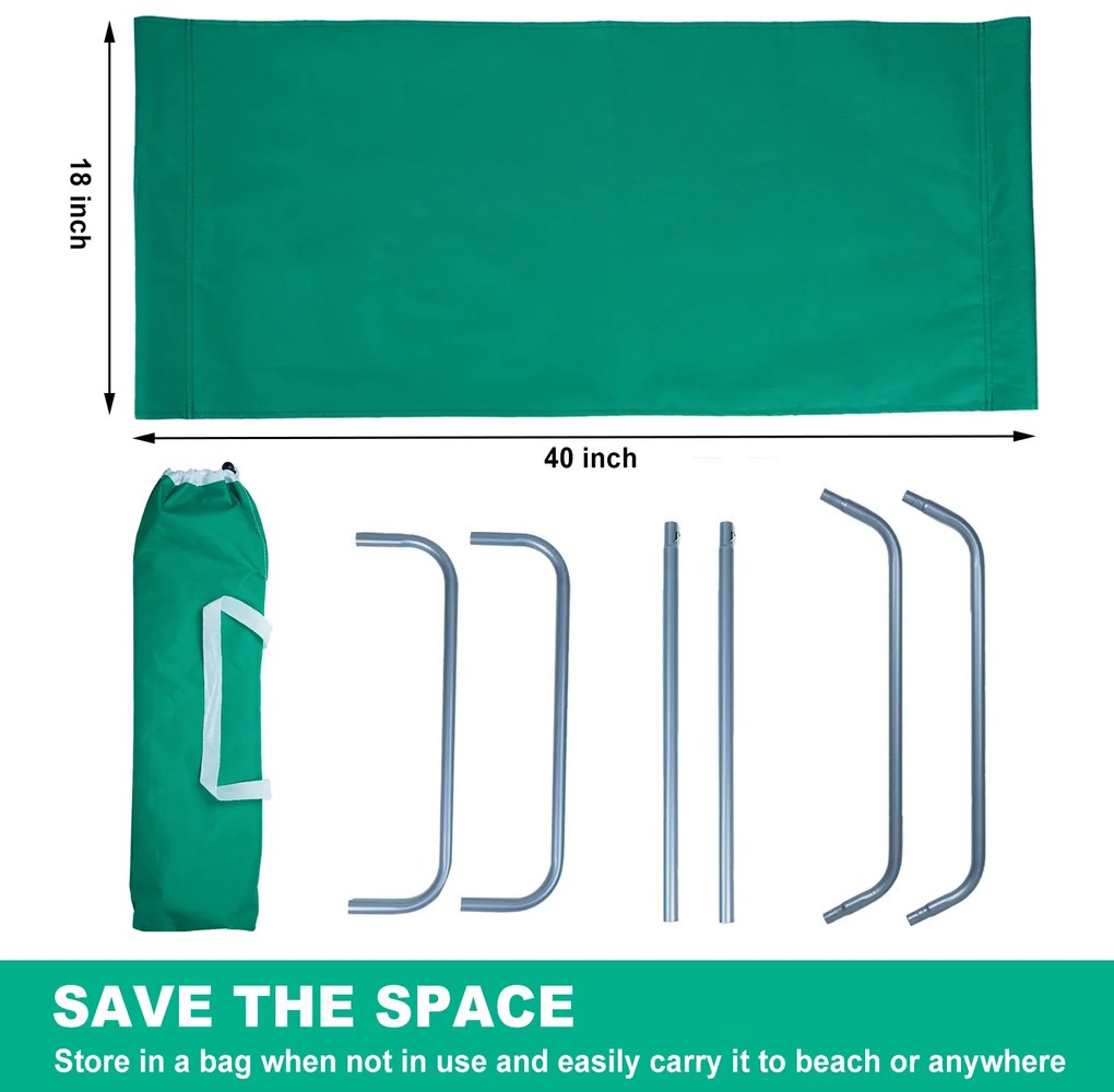 Összecsukható tengerparti napozóágy SAND, zöld