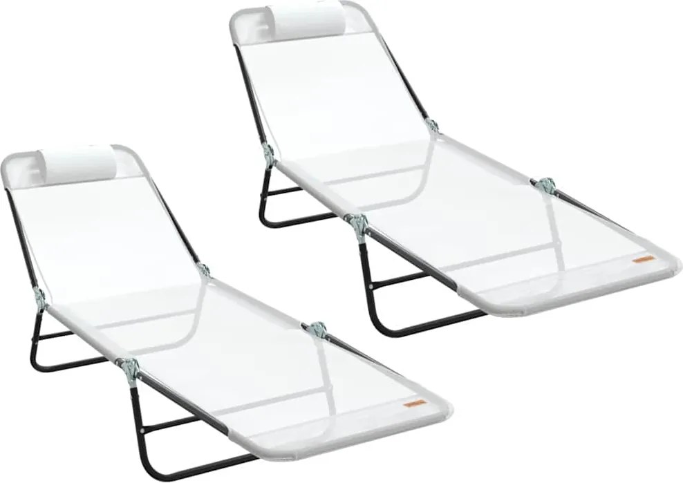 vidaXL Összecsukható nyugágy 2 pcs Krém 182 x 55 x 85,5 cm Textilén