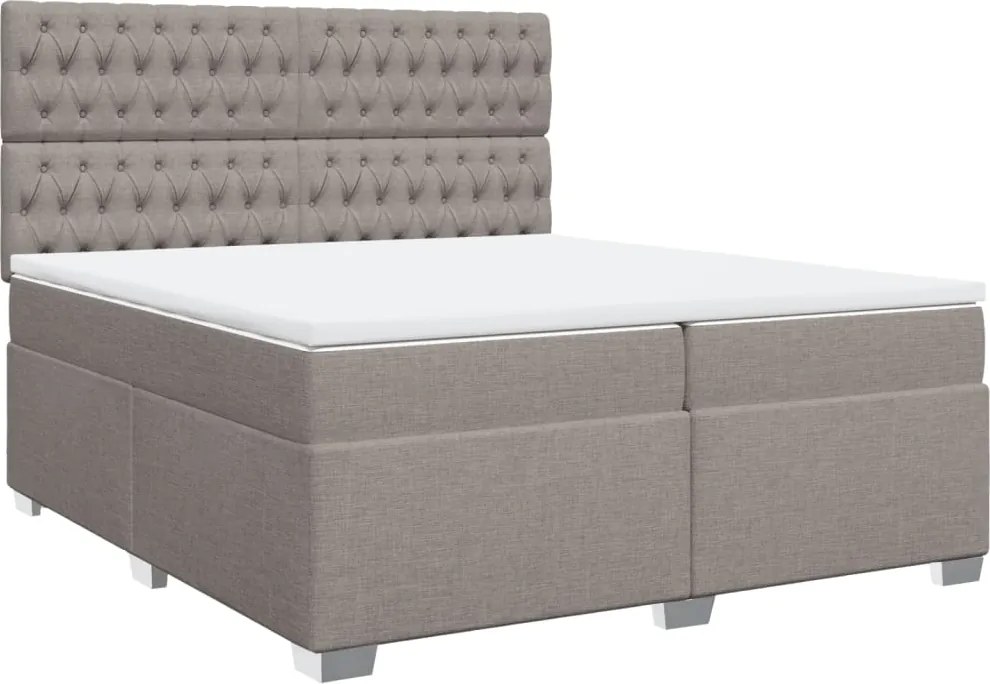 vidaXL tópszínű szövet rugós ágy matraccal 200 x 200 cm