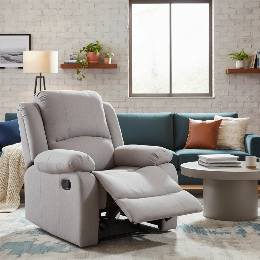 Pihentető fekvőszék, világos szürke szövet, ASKOY NEW