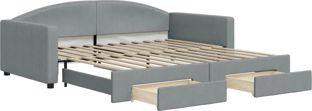 vidaXL világosszürke kihúzható szövet heverő fiókokkal 100 x 200 cm