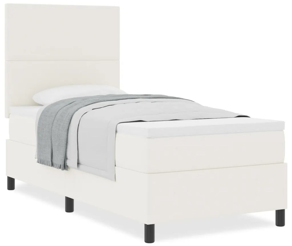 Box Spring Ágy Matrac Krém Egyszemélyes Kordbársony