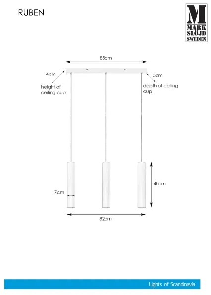 Markslöjd 107883 - Csillár zsinóron RUBEN 3xGU10/35W/230V