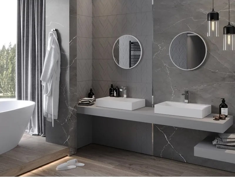 Mexen Loft 50 cm-es kerek fürdőszobai tükör, fehér keret - 9850-050-050-000-20