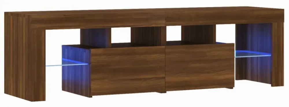 barna tölgyszínű TV-szekrény LED-lámpákkal 140 x 36,5 x 40 cm