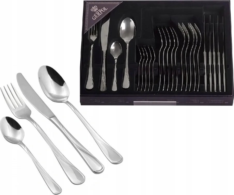 Gerpol Szett Evőeszköz Doboz Fényes Amber 6 Személyes 24 Db-os