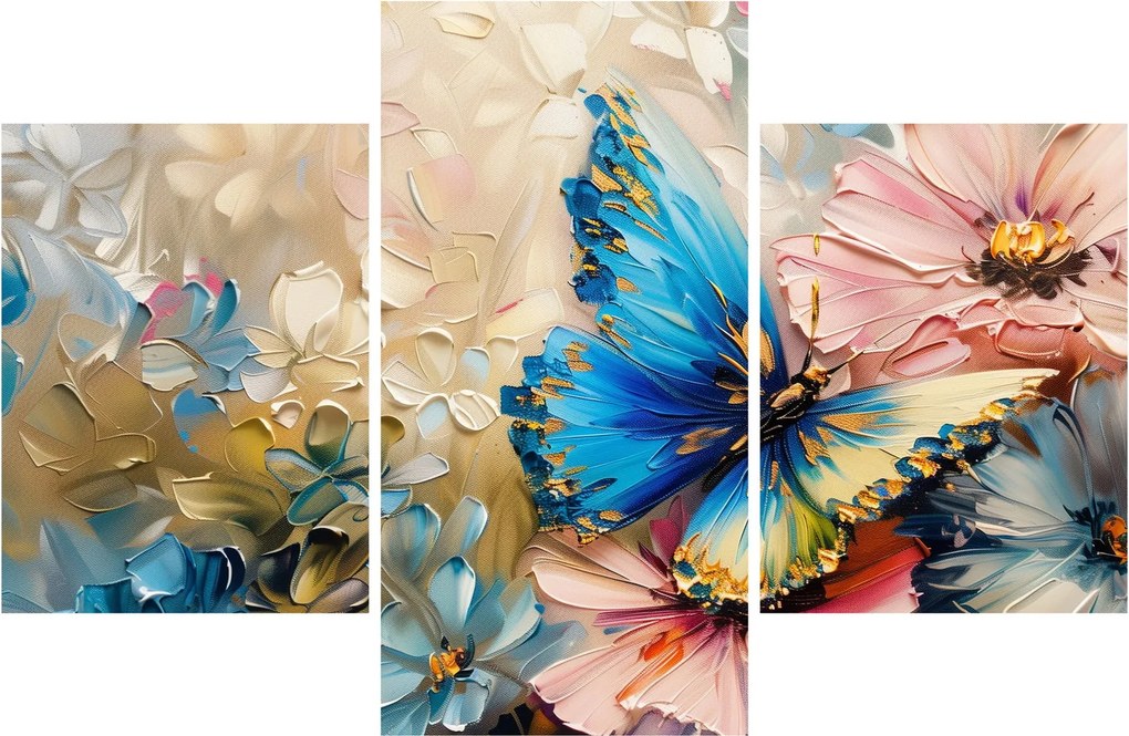 Kép - Virágok és pillangók festése (90x60 cm)