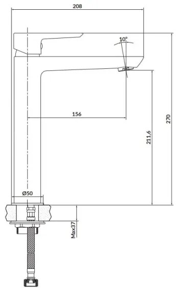 Cersanit S951-356 - MILLE 27 cm fekete mosdó csaptelep + leeresztő