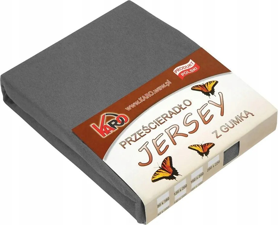 Gumis jersey lepedő 180x200 antracit Karo