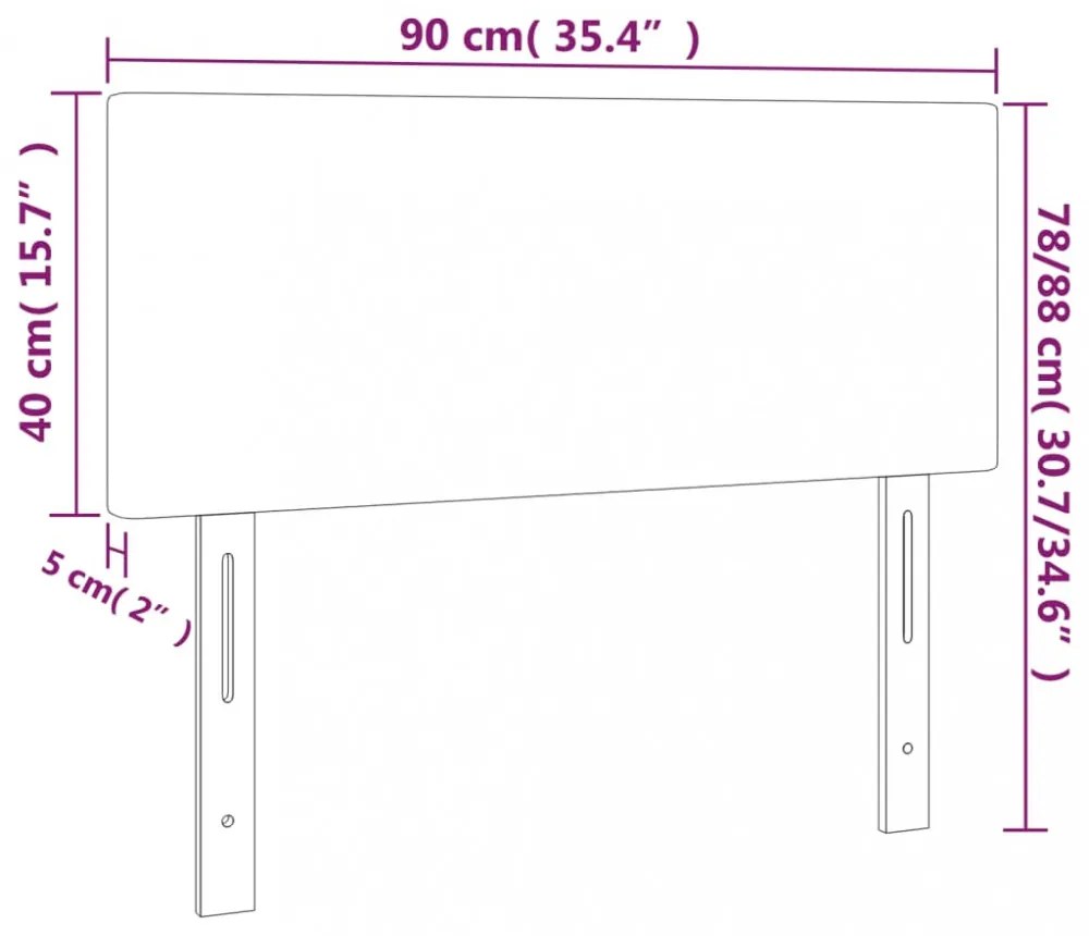 fehér műbőr LED-es fejtámla 90 x 5 x 78/88 cm