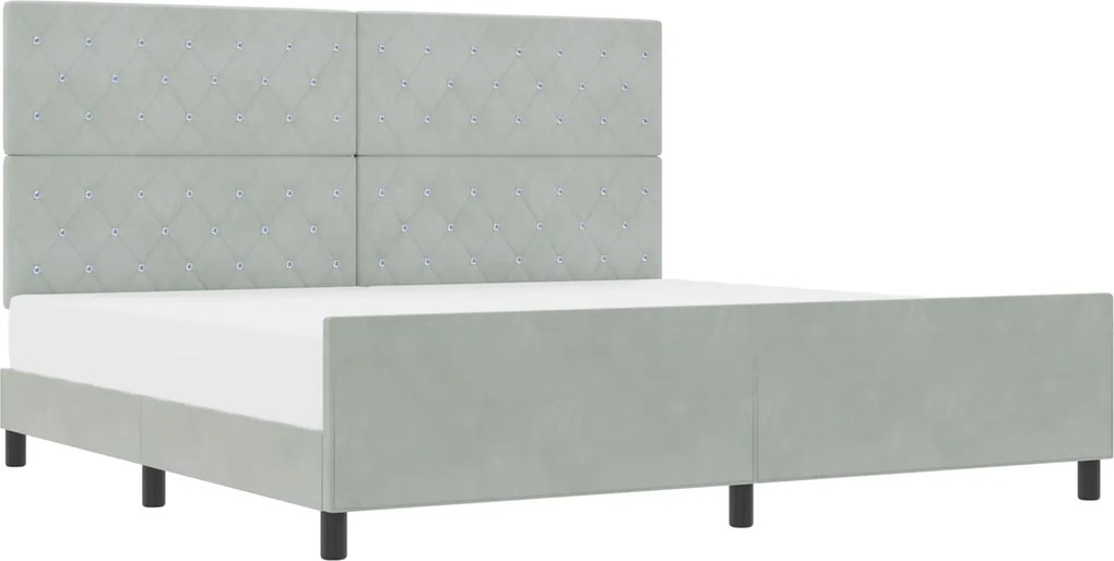 vidaXL Boxrugós ágy fejtámlával Világosszürke 200 x 200 cm Bársony